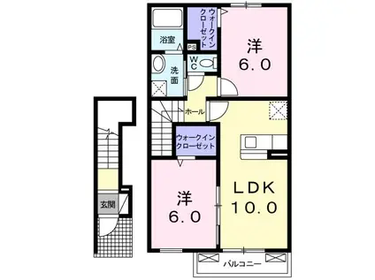 ホワイト・プレセアA(2LDK/2階)の間取り写真