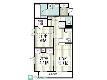 ル・ポン ヴェール中央林間(2LDK/2階)の間取り写真