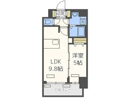 プレサンス扇町駅前(1LDK/13階)の間取り写真