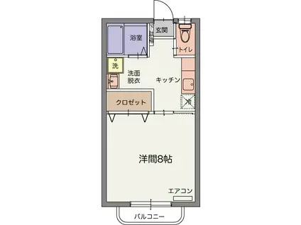 ＪＲ山口線 湯田温泉駅 徒歩19分 2階建 築20年(1K/2階)の間取り写真