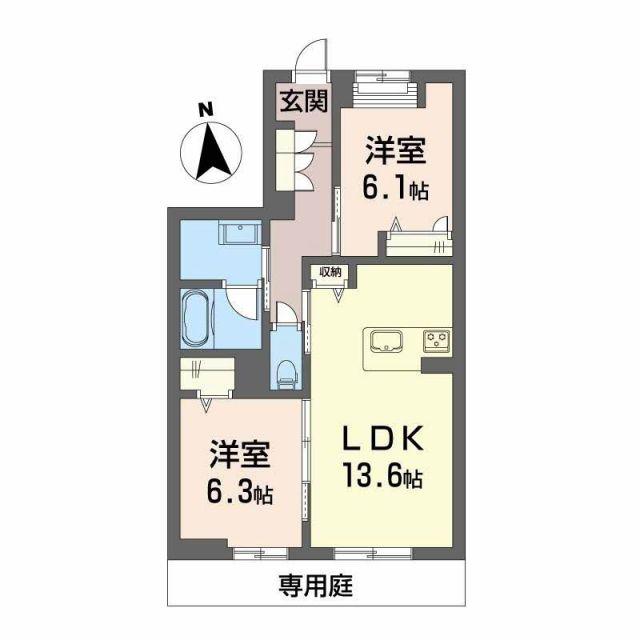 シャーメゾンレジデンス夜明(2LDK/2階)の間取り写真