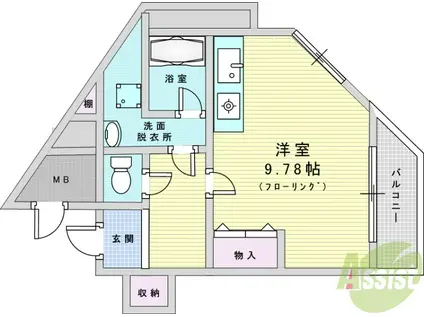 PARK HOUSE HINO(1K/3階)の間取り写真