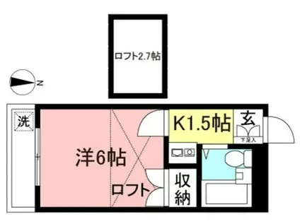 ロイヤル常盤台(1K/2階)の間取り写真
