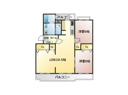 VILLAGE森の里A号棟(2LDK/4階)の間取り写真