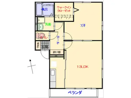 SKIII(1LDK/2階)の間取り写真