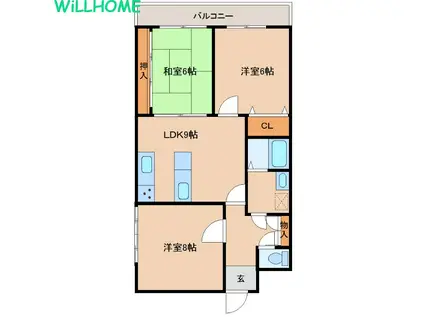 WAJIMA小雑賀マンション(3DK/7階)の間取り写真