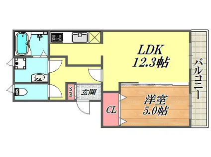 LIBREⅢ(1LDK/1階)の間取り写真