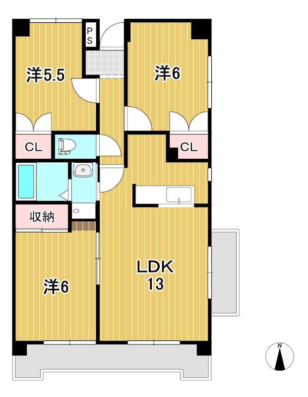サンハイム千石(3LDK/4階)の間取り写真
