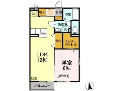 ウェルネス(1LDK/2階)の間取り写真