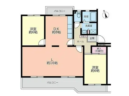 東建ニューハイツ海老名(2LDK/4階)の間取り写真