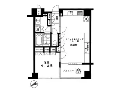 セントラルレジデンス北青山アクシルコート(1LDK/3階)の間取り写真