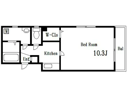 グランドバース日新(1K/2階)の間取り写真