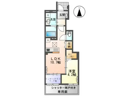 KTIレジデンス阿倍野(1LDK/2階)の間取り写真