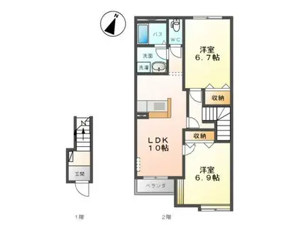アイリスコート(2LDK/2階)の間取り写真