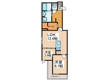 D-ROOM瓜破サウス(2LDK/3階)の間取り写真