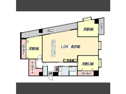 ウッディマンション琴平(3LDK/2階)の間取り写真