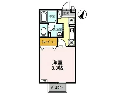 サンハイツ(1K/1階)の間取り写真