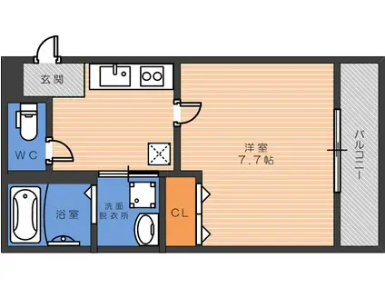 フジパレス桑津V番館(1K/3階)の間取り写真