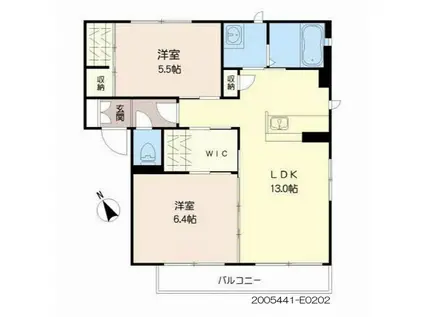 トップスターコート宮崎 E棟(2LDK/2階)の間取り写真