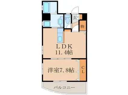 FELIZ CASTILLO(1LDK/1階)の間取り写真