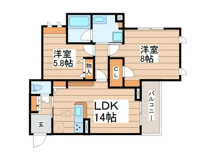 ベレオ支倉(2LDK/3階)の間取り写真