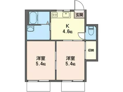 コーポイイジマ C(2K/1階)の間取り写真