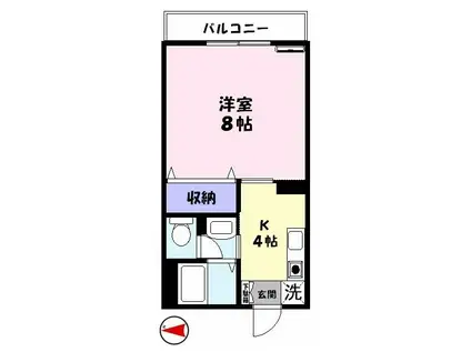 フロール2(1K/2階)の間取り写真