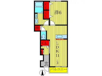 アルバシエロI(1LDK/1階)の間取り写真