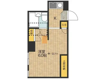 上野イースト(ワンルーム/2階)の間取り写真