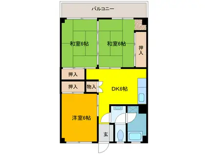 花菊ビル(3DK/4階)の間取り写真