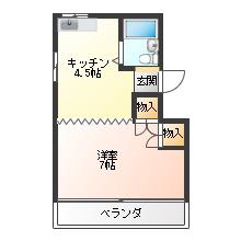 半田コーポ(1K/4階)の間取り写真