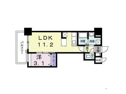 ルピナス天神(1LDK/5階)の間取り写真