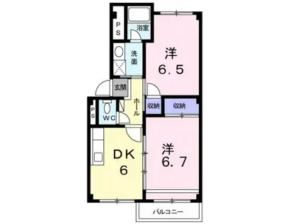 メゾン・ド・プラセールII(2DK/1階)の間取り写真