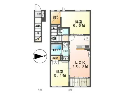 サクラーレ長坂(2LDK/2階)の間取り写真