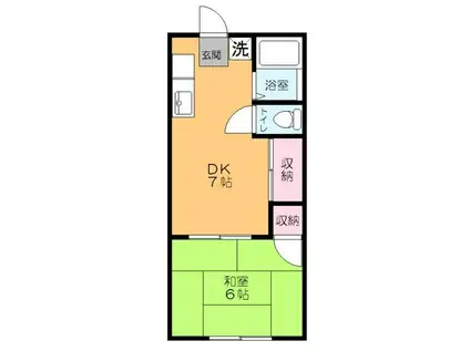 サンライズアパートメントB棟(1DK/2階)の間取り写真