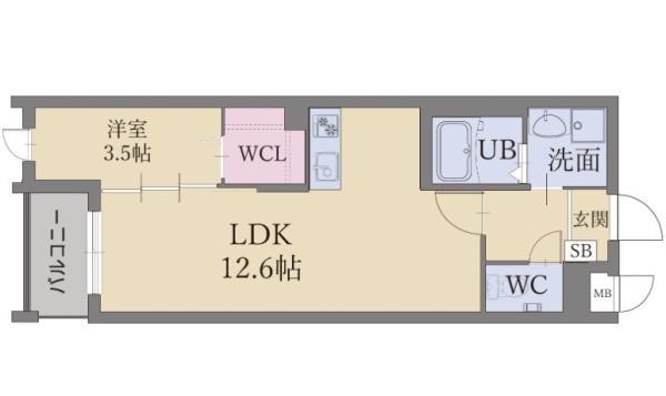 LIFEFIELD久留米(1LDK/2階)の間取り写真