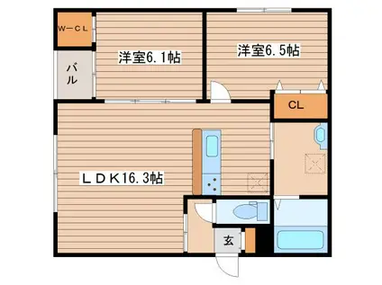 REGIA HASSAMU(2LDK/2階)の間取り写真