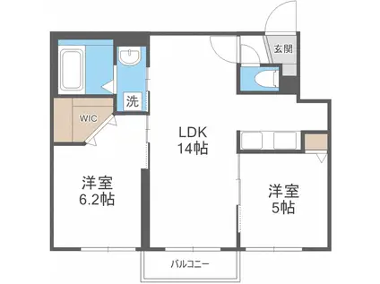 COMFY栄通(2LDK/2階)の間取り写真