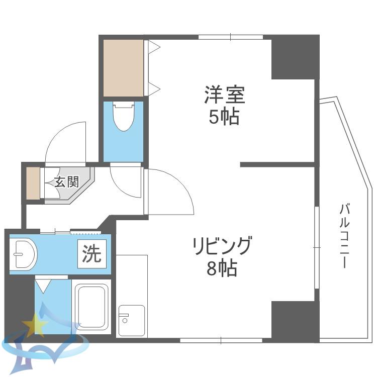 リライエンス円山(1LDK/2階)の間取り写真