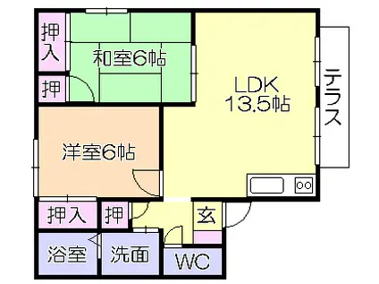 プロヴァンスII(2LDK/1階)の間取り写真
