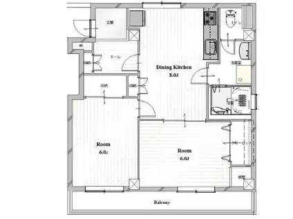 勝どき第3関根ビル(2DK/6階)の間取り写真