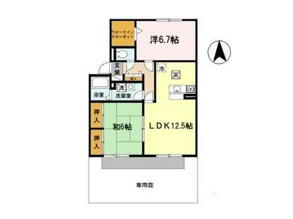 コンフォート春日(2LDK/1階)の間取り写真