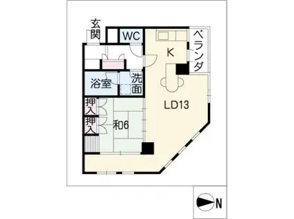 錦ハーモニービル(1LDK/6階)の間取り写真