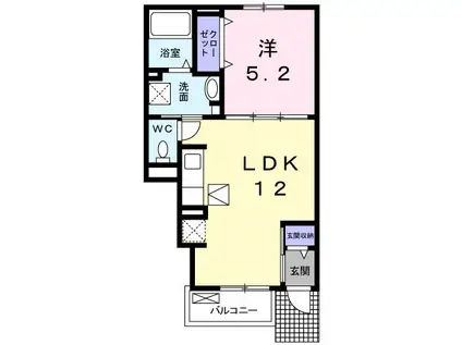 グラン・リーオC(1LDK/1階)の間取り写真