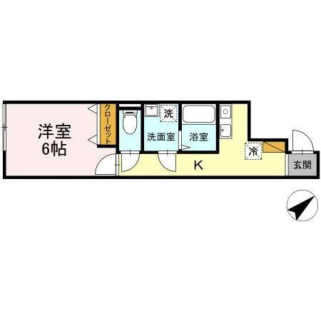 クロモクテラス弁天(1K/1階)の間取り写真