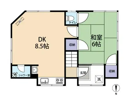 椿コーポ(1DK/2階)の間取り写真