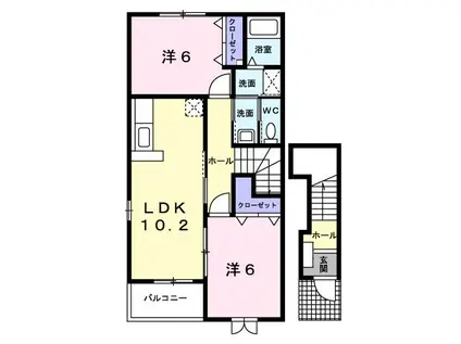 アバンツァート東金II(2LDK/2階)の間取り写真