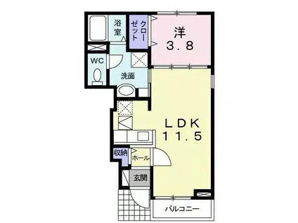 サンライズ・ヒルズC(1LDK/1階)の間取り写真