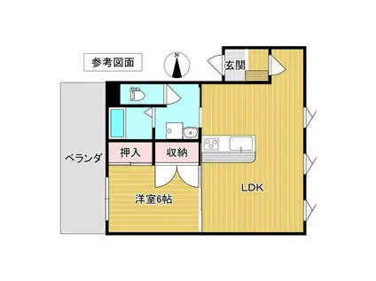 ハーネス戸祭(1LDK/1階)の間取り写真