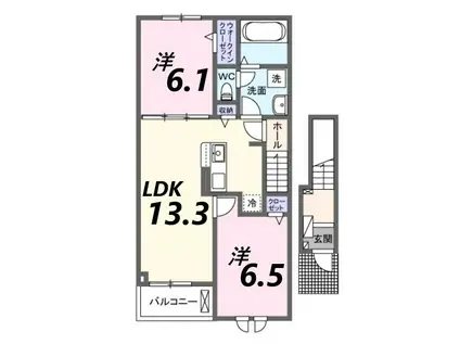 カミーノ オタンタトレ II(2LDK/2階)の間取り写真